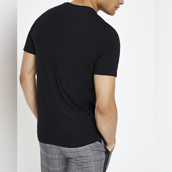 River Island Mens Black Embroidered 'Prolific' Print Slim Fit T-Shirt - Picture 3 of 5